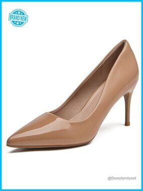 DADAWEN Women's Pointed Toe Stiletto Pumps 3 Inch Slip On Dress Heels